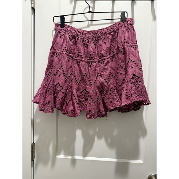 Free People Women Serenity Eyelet Mini City Skort in Pink Rose Size L Large - Picture 2 of 6